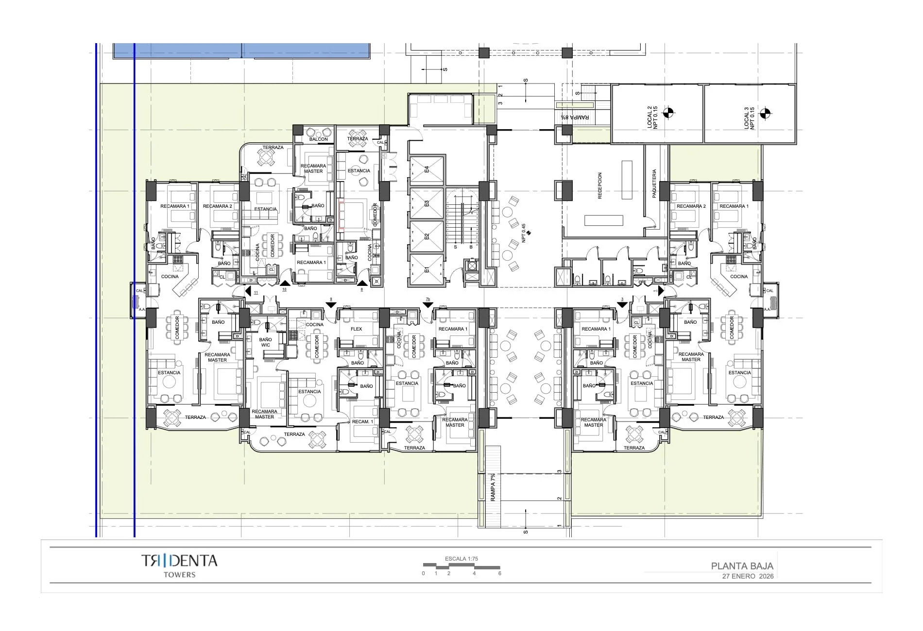 Master Plan planta baja Tridenta Towers
