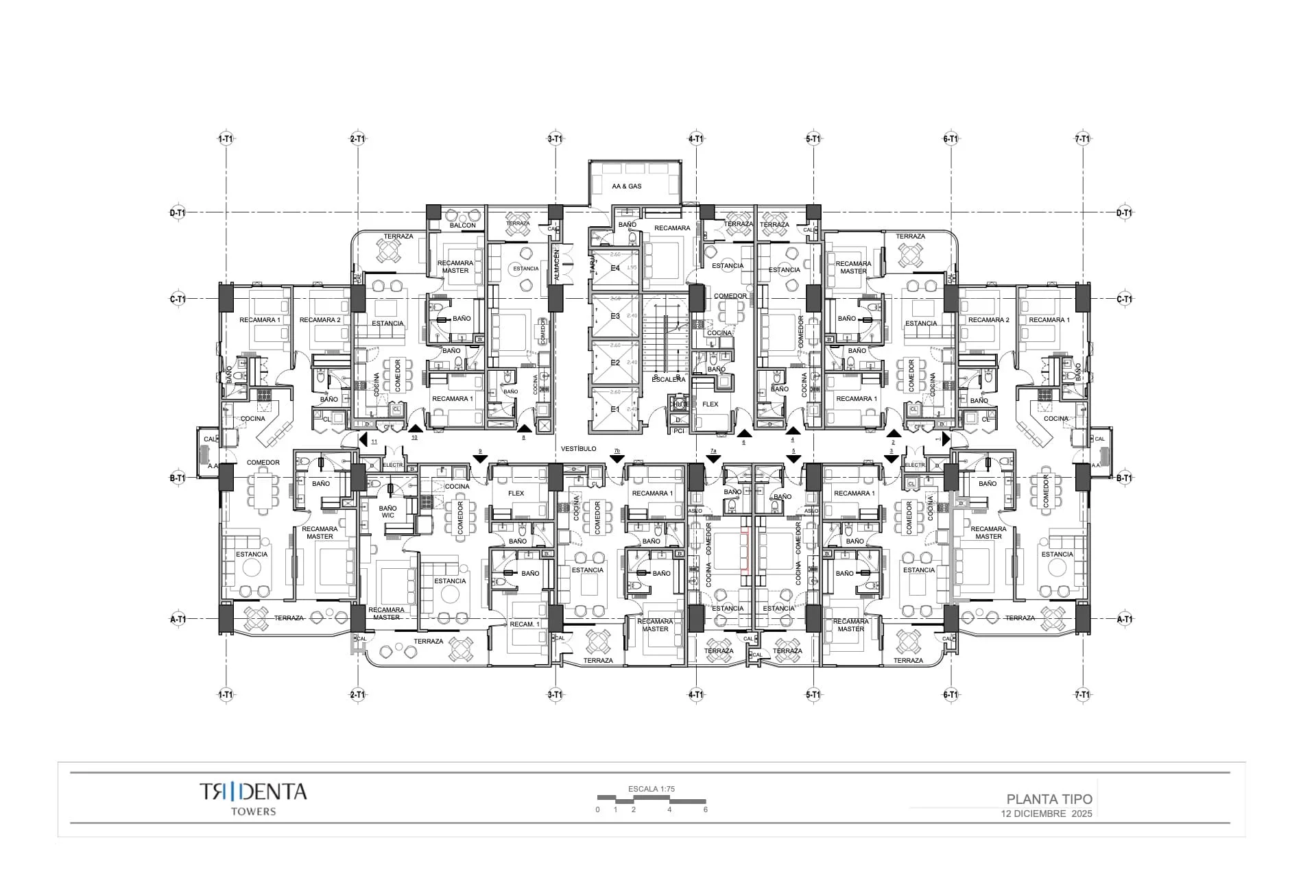 Master Plan planta tipo Tridenta Towers